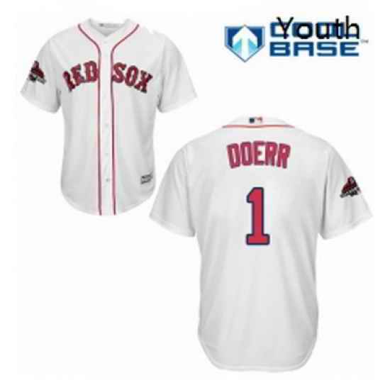 Youth Majestic Boston Red Sox 1 Bobby Doerr Authentic White Home Cool Base 2018 World Series Champions MLB Jersey